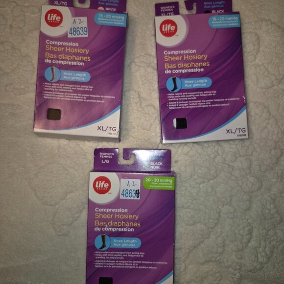 NIB Life Brand Compression Sheer Hosiery - Knee Length - Picture 4 of 10